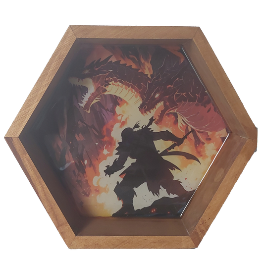 Dragon and Fighter Silhouette Fantasy Art Dice Tray