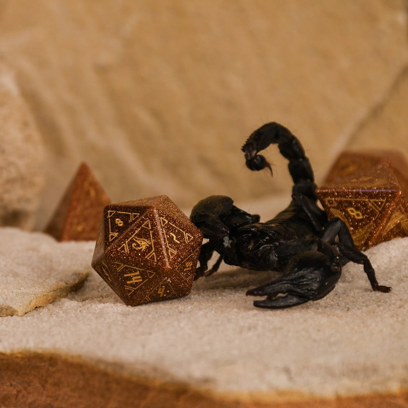 Egyptian Gold Sandstone Stone Dice Set - Dice Around the World Collection