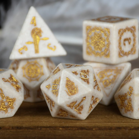 Mongolian White Opal Stone Dice Set - Dice Around the World Collection