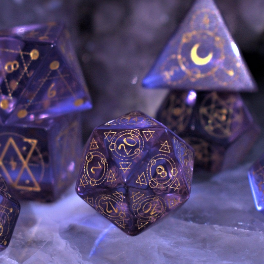 Spellcaster Purple Glass Dice Set