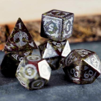 Celtic Dragon Blood Jasper Stone Dice Set – Dice Around the World Collection