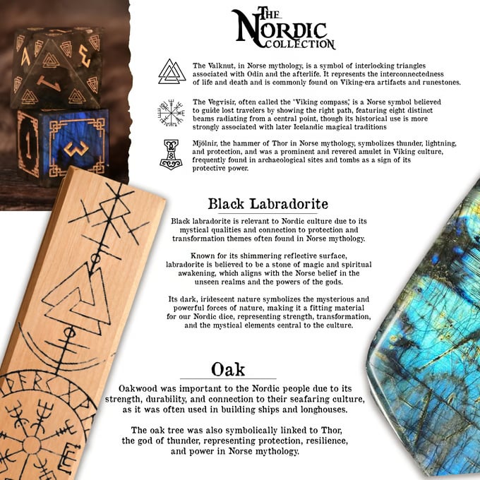 Nordic Black Labradorite Stone Dice Set - Dice Around the World Collection